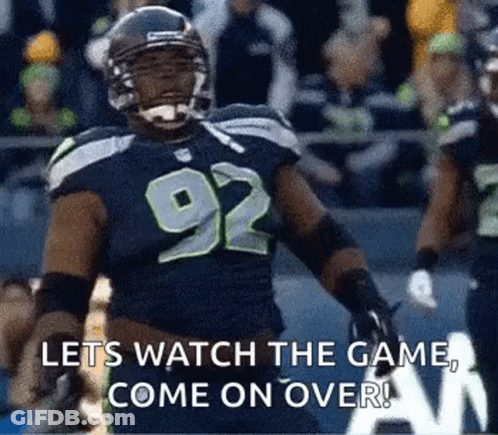 Football Player Number 92 Says Let's Watch The Game Come On Over GIF