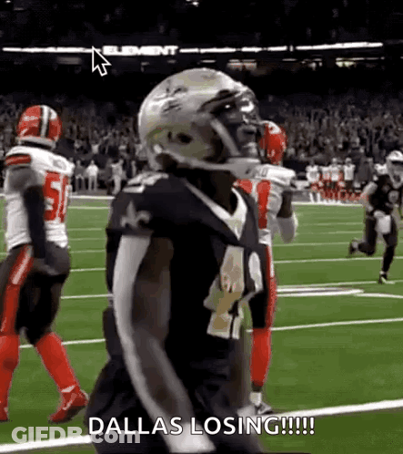 Football Player On Field With Dallas Losing Screen GIF