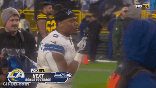Football Player On Field With Fox NFL Next Bonus Coverage Banner GIF