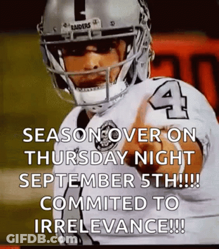 Football Player Pointing Says Season Over Thursday Night September 5Th GIF