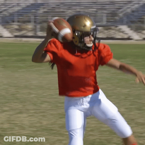 Football Player Red Shirt White Shorts Throwing GIF