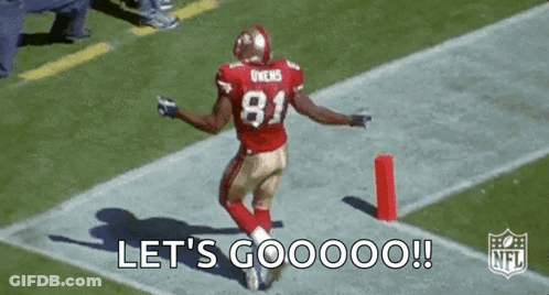 Football Player Running Arms Outstretched Let's Gooo GIF