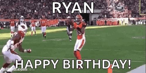 Football Player Running Happy Birthday Ryan GIF