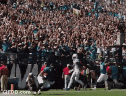 Football Player Running On Field In Front Of Crowd GIF
