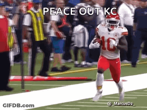 Football Player Running Peace Out KC GIF