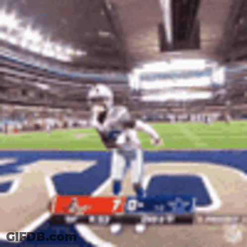 Football Player Running With 7 To 0 Score GIF