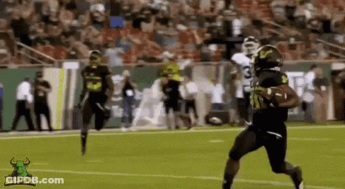 Football Player Running With Ball Bullpen Logo GIF