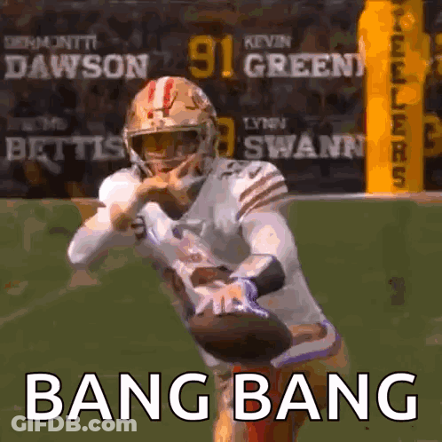 Football Player Running With Ball Saying Bang Bang GIF