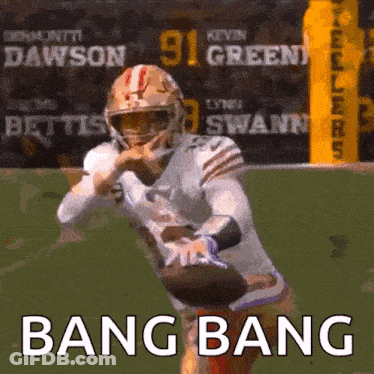 Football Player Running With Ball Saying Bang Bang GIF
