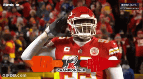 Football Player Saluting Championship Banner GIF