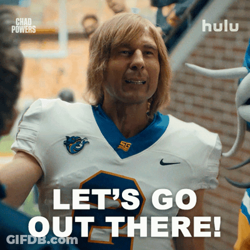 Football Player Says Let's Go Out There On Hulu GIF
