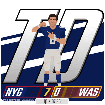 Football Player Thumbs Up In Front Of NYG Logo GIF