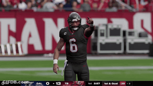 Football Player Thumbs Up Number 6 Jersey GIF