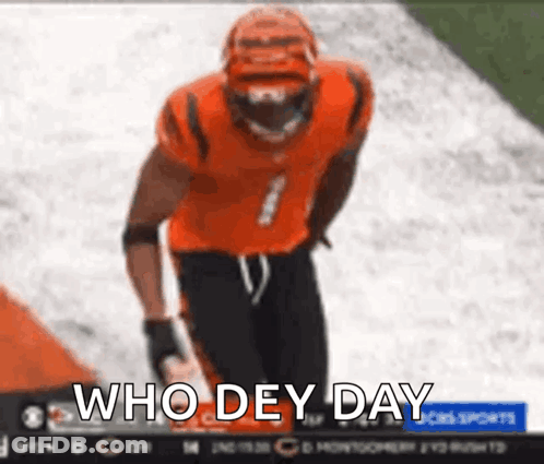 Football Player Walking Field Who Dey Day GIF