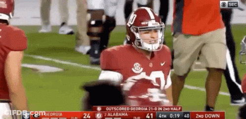 Football Player Wearing Alabama Helmet GIF