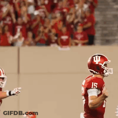 Football Player Wearing Helmet With Letter I GIF