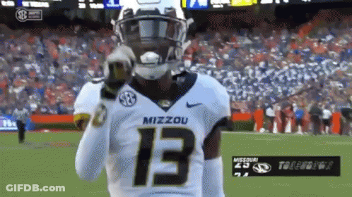 Football Player Wearing Mizzou Jersey Number 13 GIF