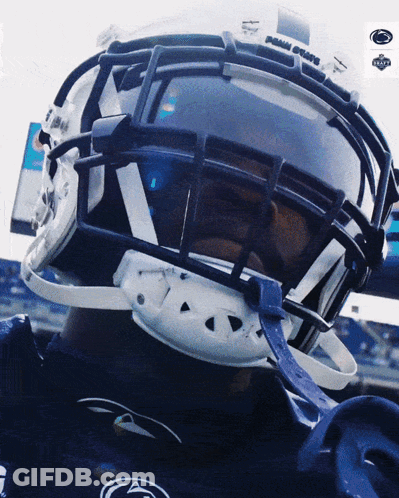 Football Player Wearing Penn State Helmet GIF