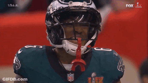 Football Player Wearing Super Bowl Helmet GIF