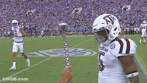 Football Player Wearing Texas A&M Helmet GIF