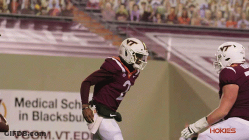 Football Player Wearing VT Helmet GIF