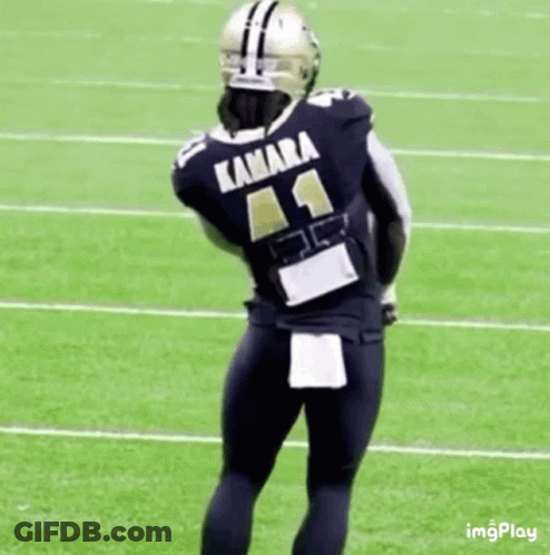 Football Player With Arms Outstretched On Field GIF