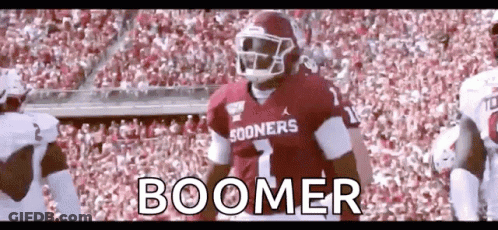 Football Player With Boomer On Shirt GIF