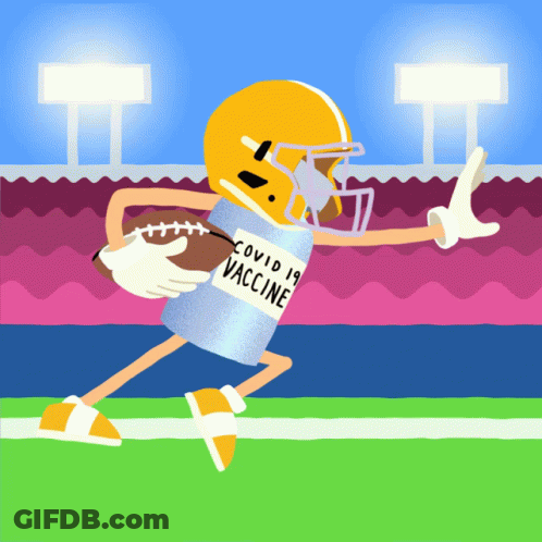 Football Player With COVID-19 Vaccine Bottle GIF