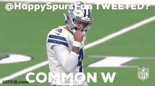 Football Player With Fist In Air Saying Common W GIF