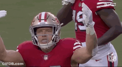 Football Player With Helmet And Gloves Hands Up GIF