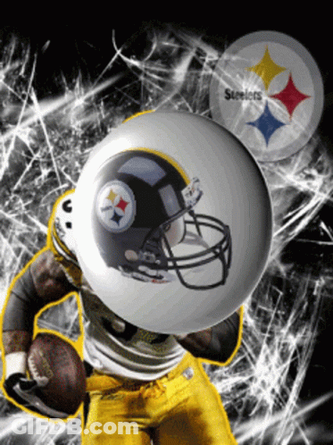 Football Player With Helmet And Steelers Behind GIF