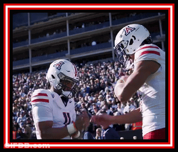 Football Player With Helmet Letter A Talking To Another Player GIF