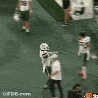 Football Player With Helmet Letter G Jumping GIF