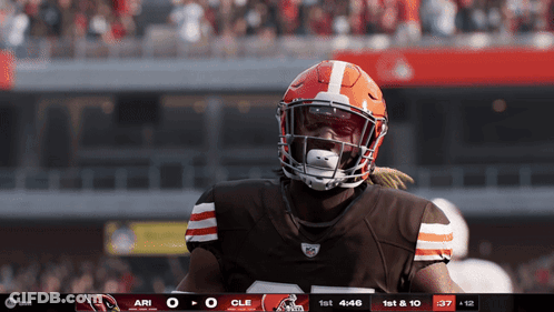 Football Player With Helmet Number 1 On Field GIF
