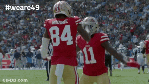 Football Players 84 And 11 Hugging GIF