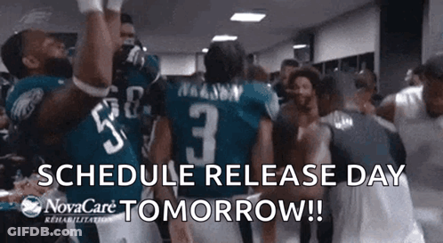 Football Players Celebrating Schedule Release Day Tomorrow GIF