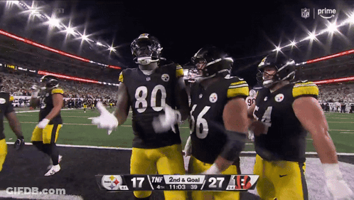 Football Players Celebrating Second And Goal GIF