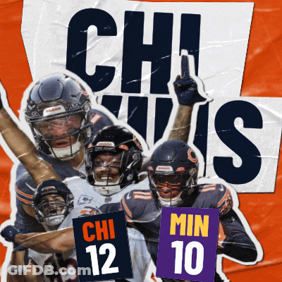 Football Players Holding Chi Wins Signs GIF