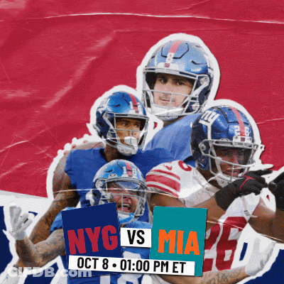 Football Players Holding Nyg Vs Mia Signs GIF