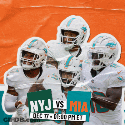 Football Players Holding NYJ Vs MIA Signs GIF