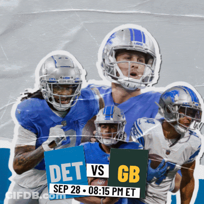 Football Players Holding Signs Det Vs Gb GIF