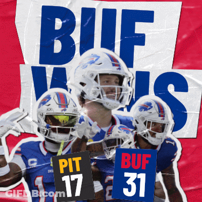 Football Players Holding Signs Pit 17 Buf 31 GIF