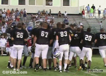 Football Players Huddled Jersey 63 GIF