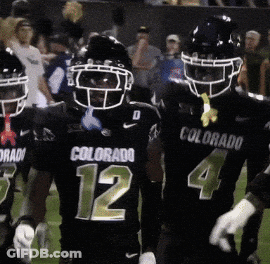 Football Players In Black Colorado Uniforms GIF