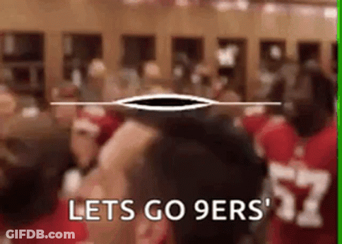 Football Players In Locker Room Saying Lets Go 9Ers GIF