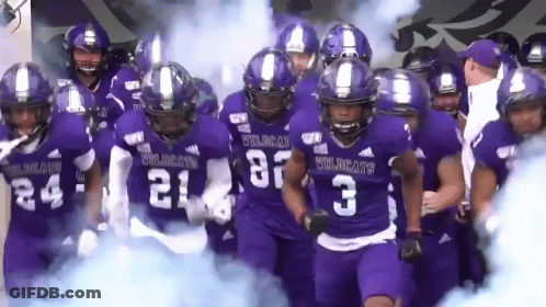 Football Players In Purple Wildcats Jerseys GIF