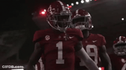 Football Players In Red Uniforms Saying Bama GIF