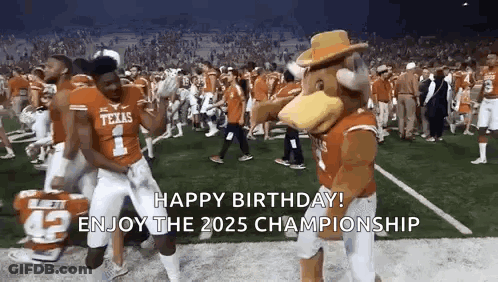 Football Players Mascot Happy Birthday Enjoy 2025 Champ GIF