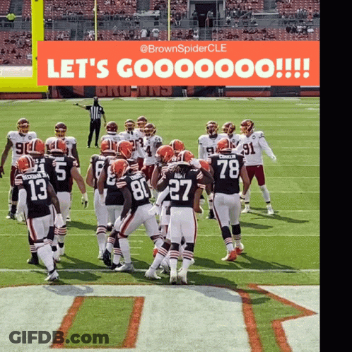 Football Players On Field Saying Let's Gooooo GIF