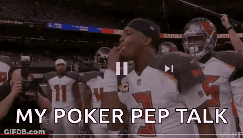 Football Players On Field Saying My Poker Pep Talk GIF